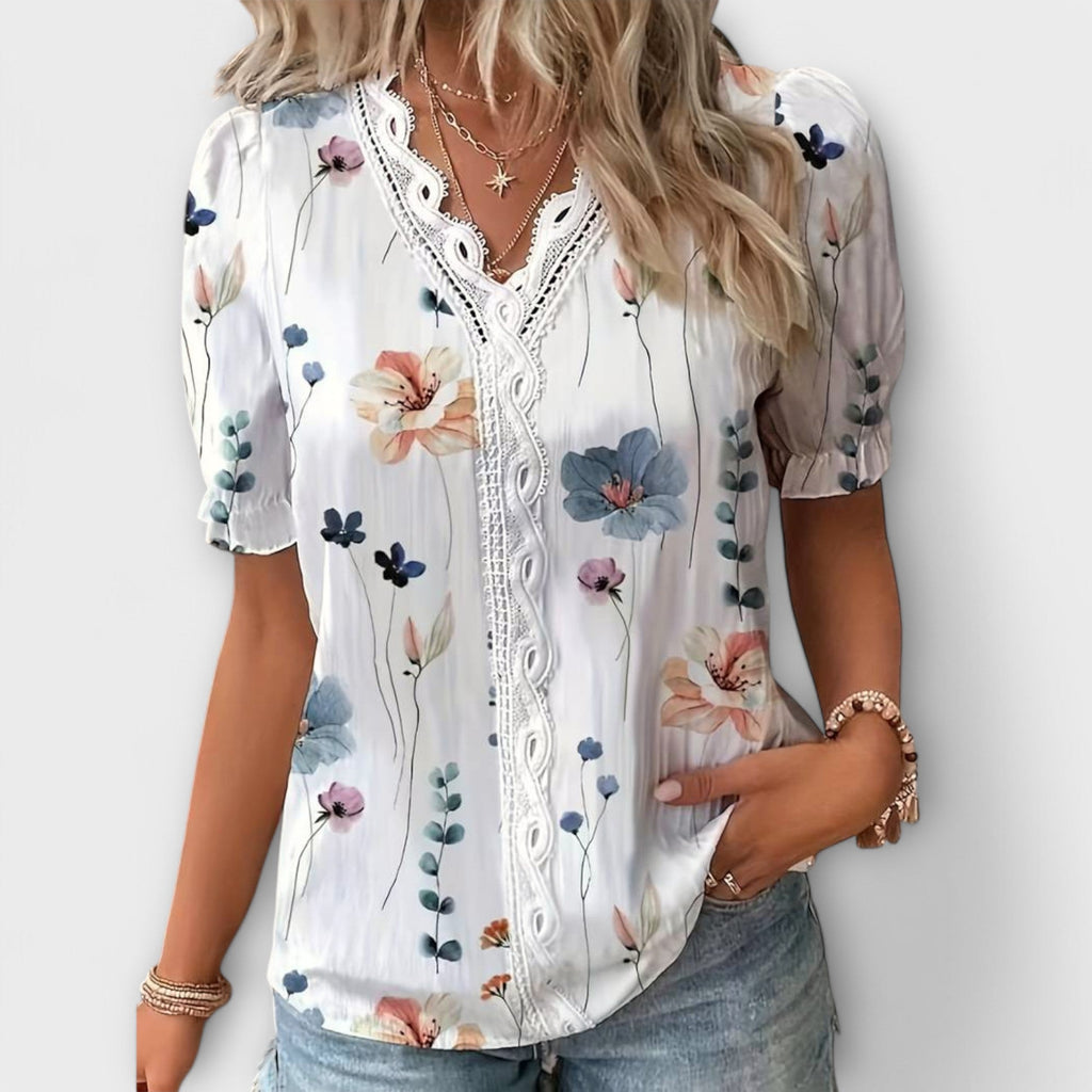 Emily - Blouse V-Cou à l'Élégance Intemporelle