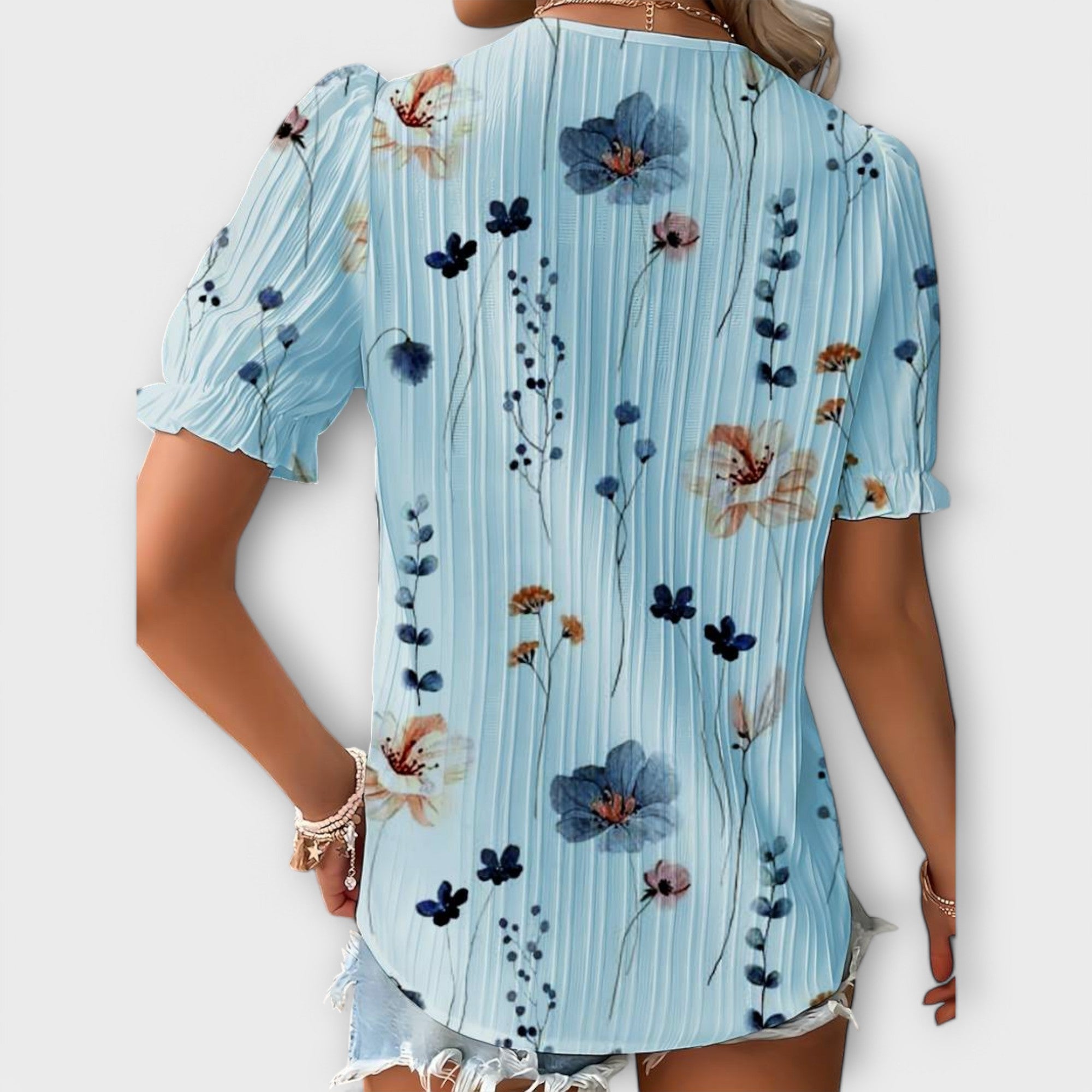 Emily - Blouse V-Cou à l'Élégance Intemporelle