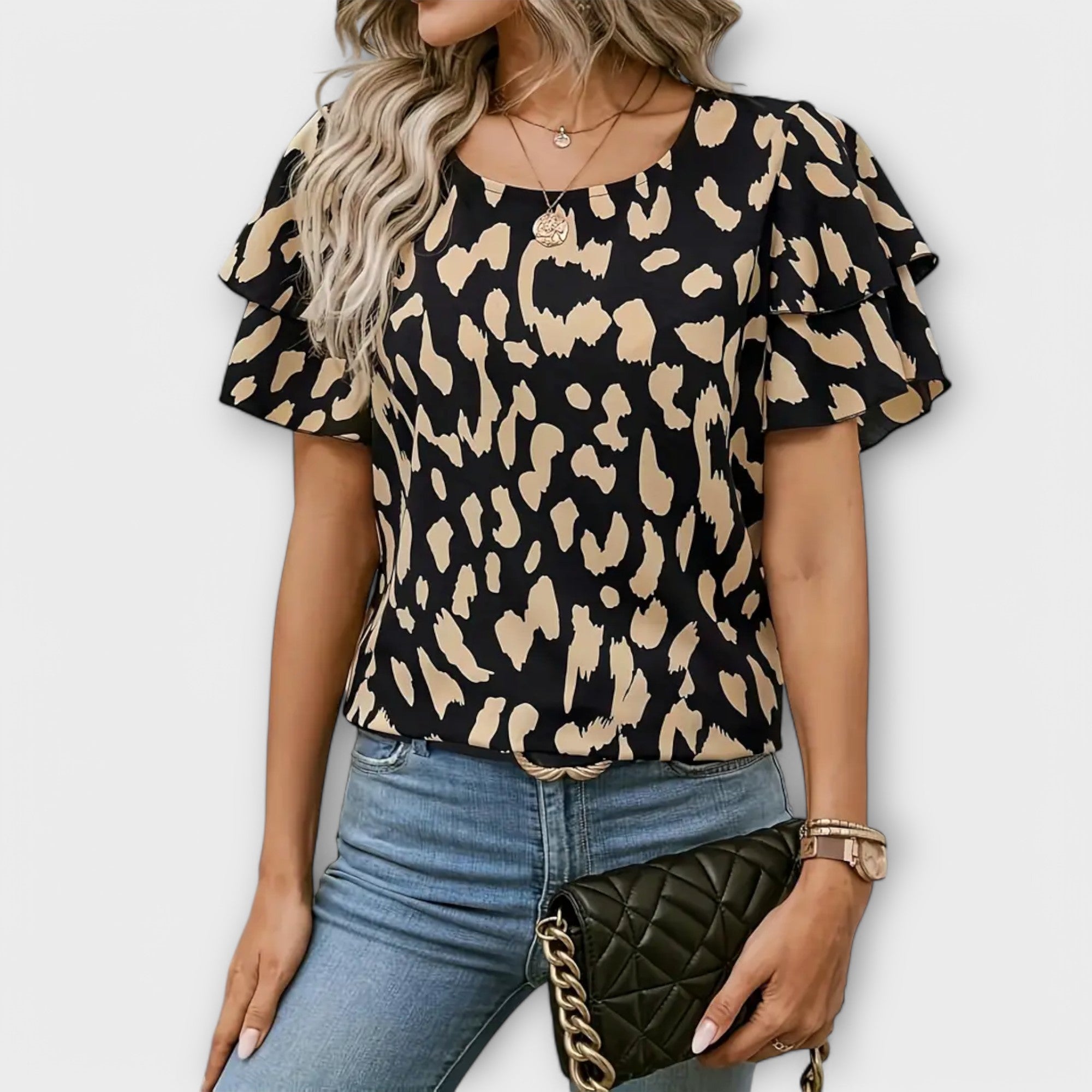 Lela - Blouse élégante avec manches léopard