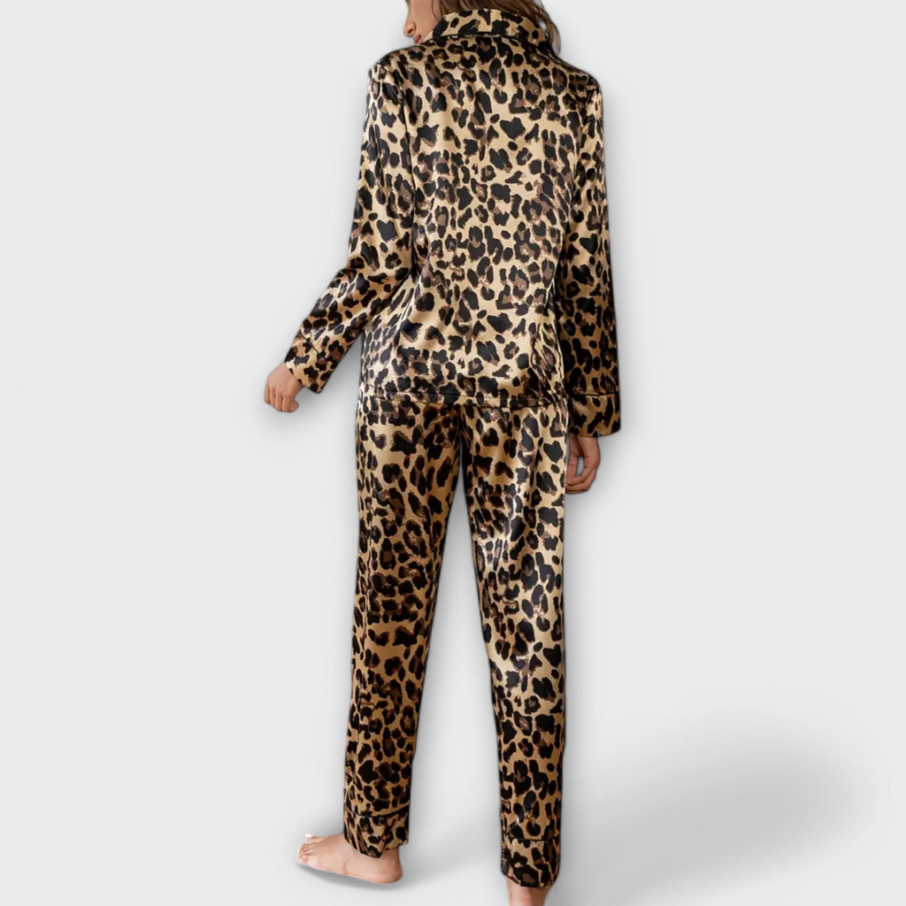Ensemble de Pyjama en Satin Imprimé Léopard
