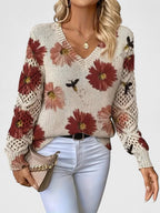 Aurélie | Pull en Tricot Floral Élégant