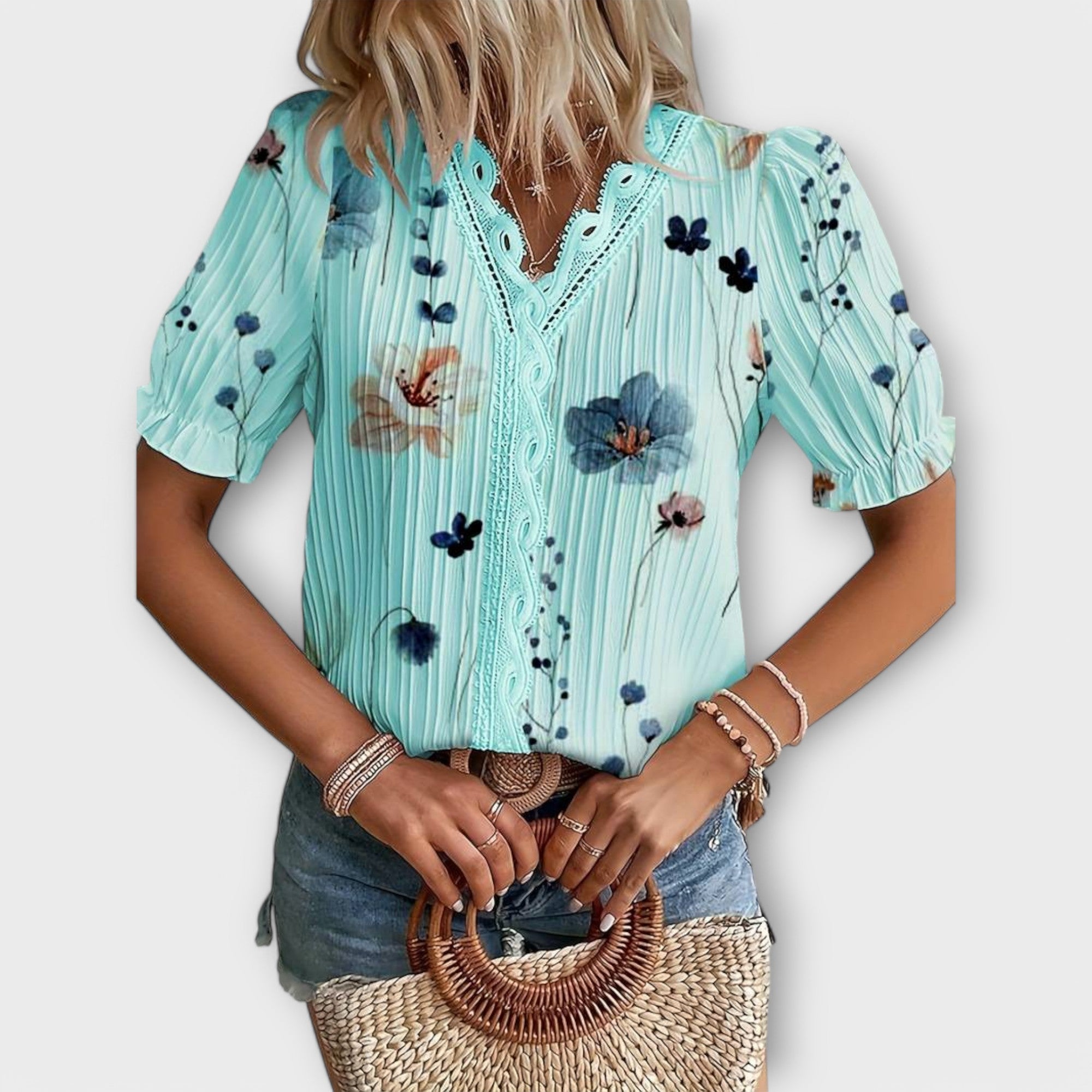 Emily - Blouse V-Cou à l'Élégance Intemporelle