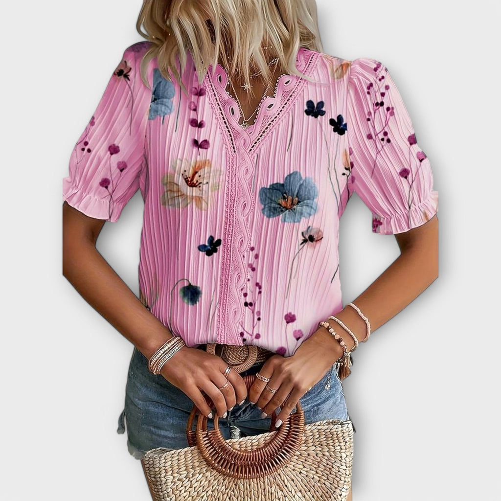 Emily - Blouse V-Cou à l'Élégance Intemporelle