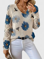 Aurélie | Pull en Tricot Floral Élégant