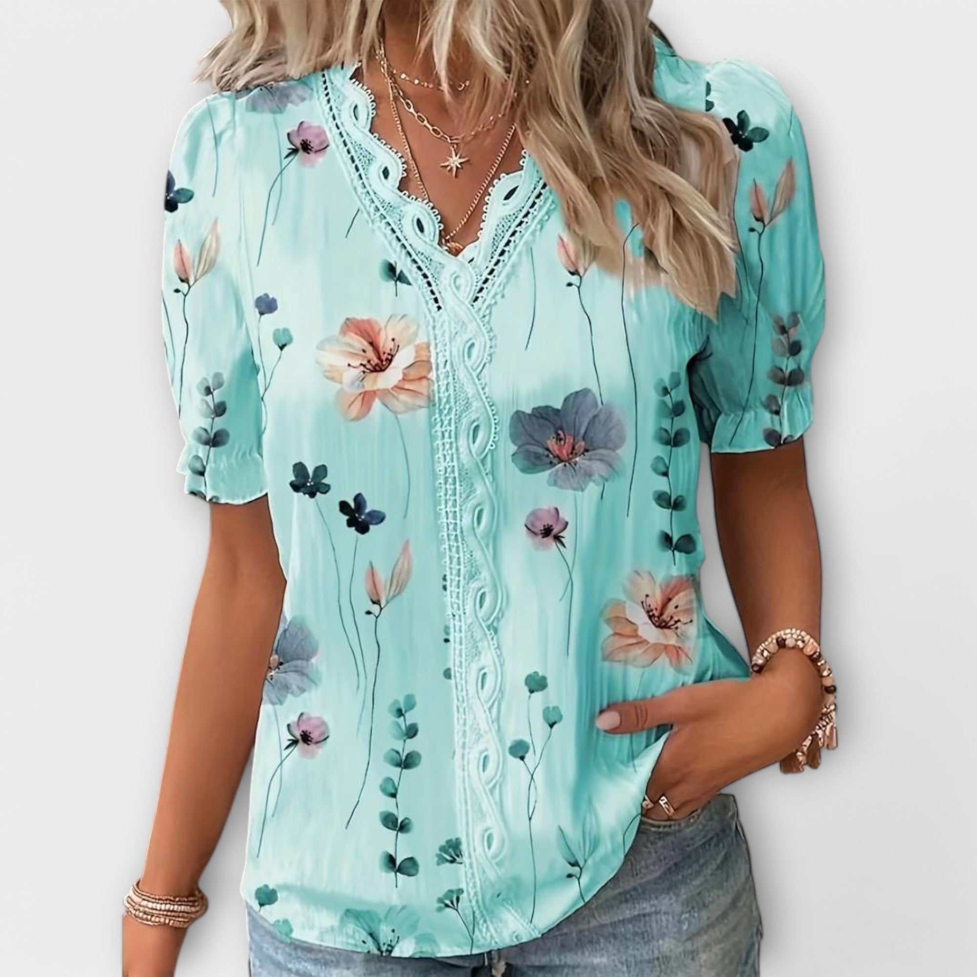 Emily - Blouse V-Cou à l'Élégance Intemporelle