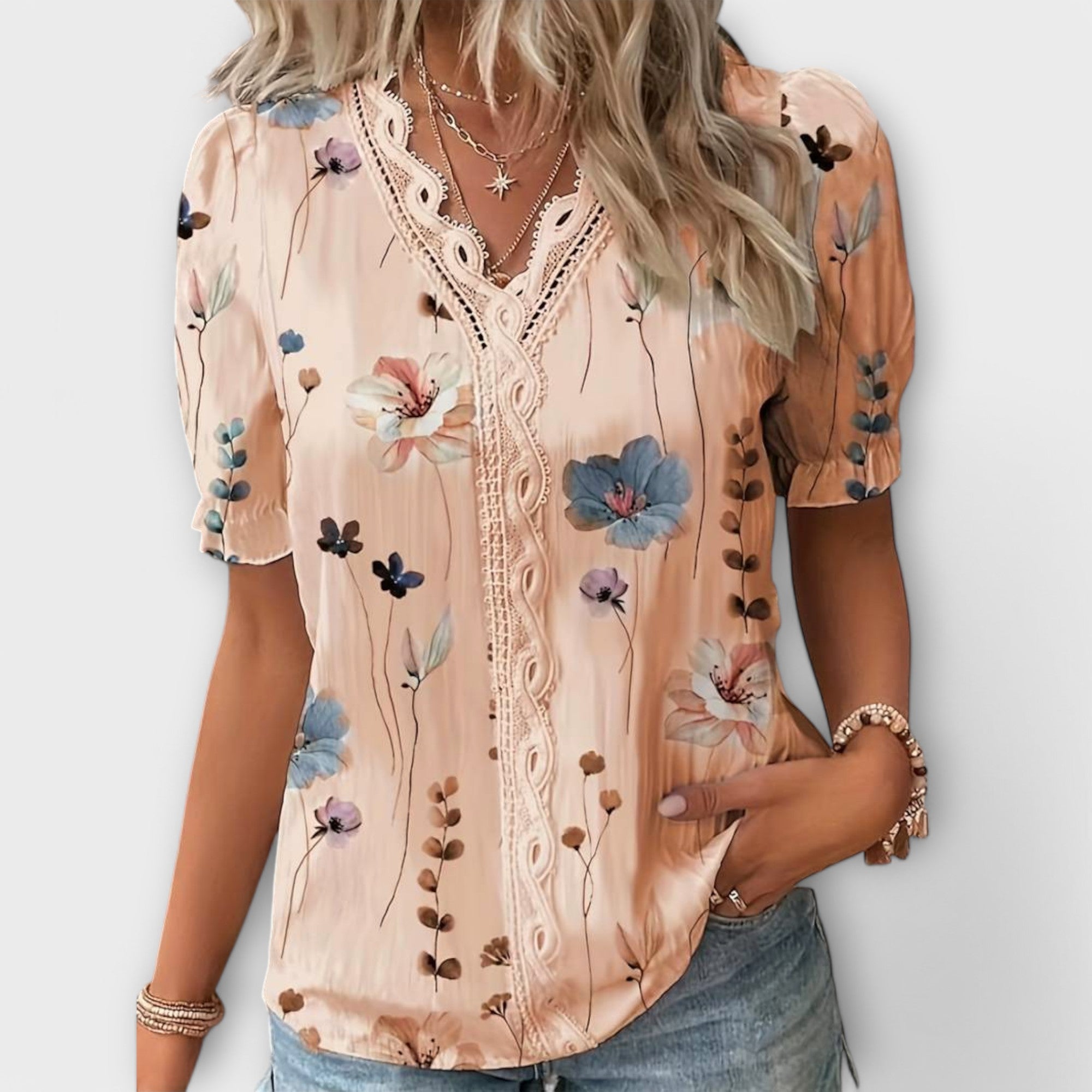 Emily - Blouse V-Cou à l'Élégance Intemporelle