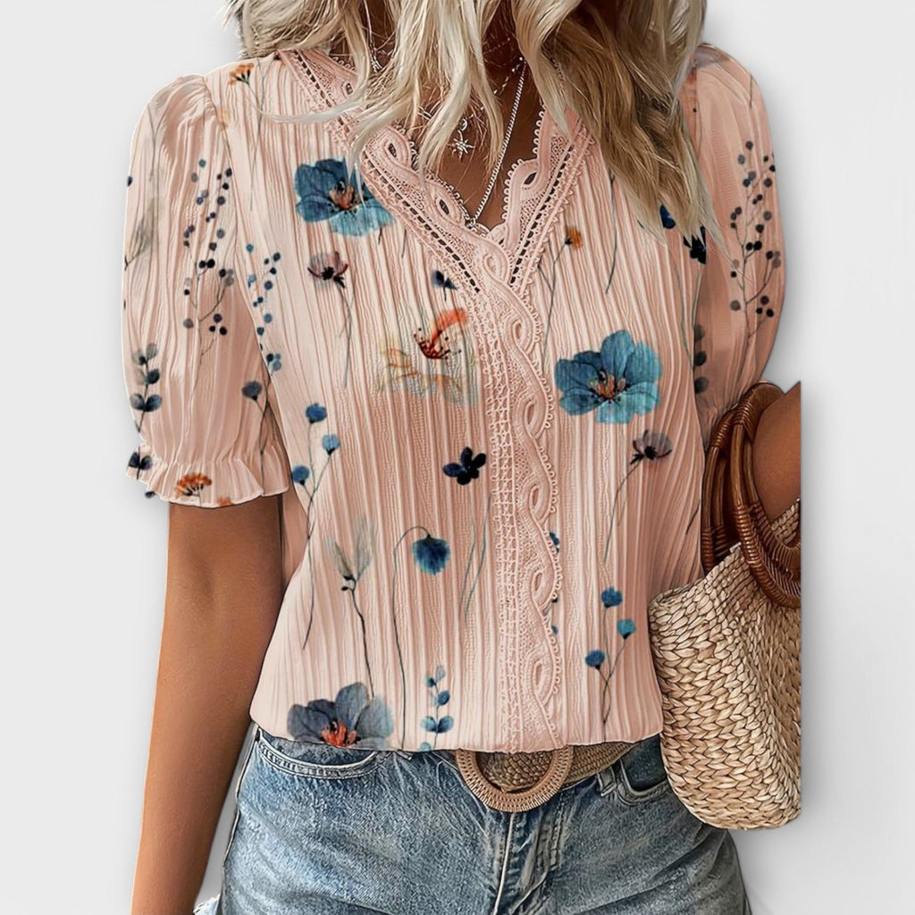 Emily - Blouse V-Cou à l'Élégance Intemporelle