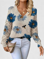 Aurélie | Pull en Tricot Floral Élégant
