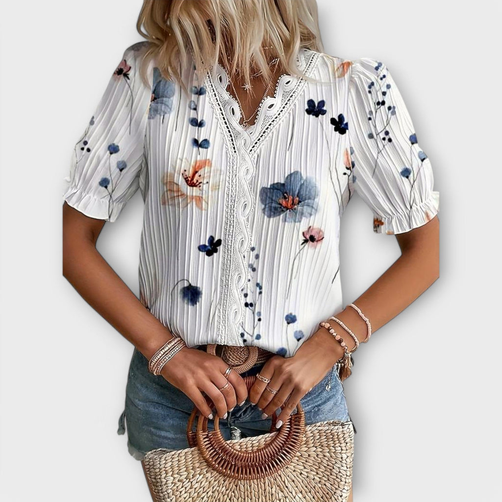 Emily - Blouse V-Cou à l'Élégance Intemporelle