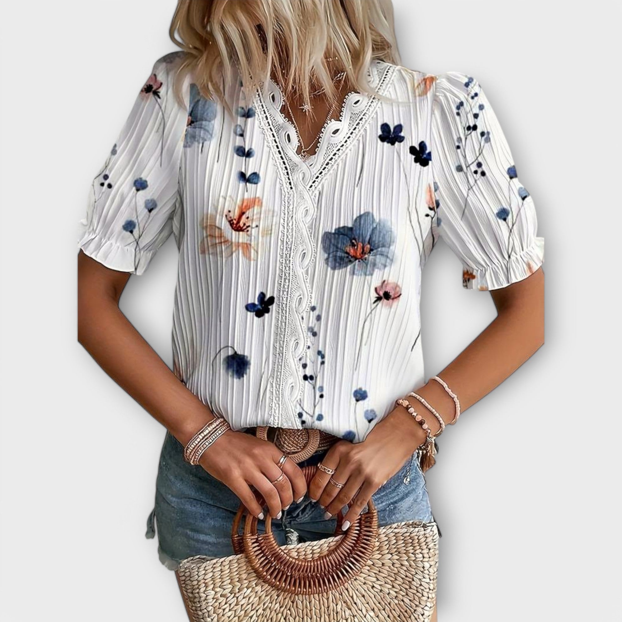 Emily - Blouse V-Cou à l'Élégance Intemporelle