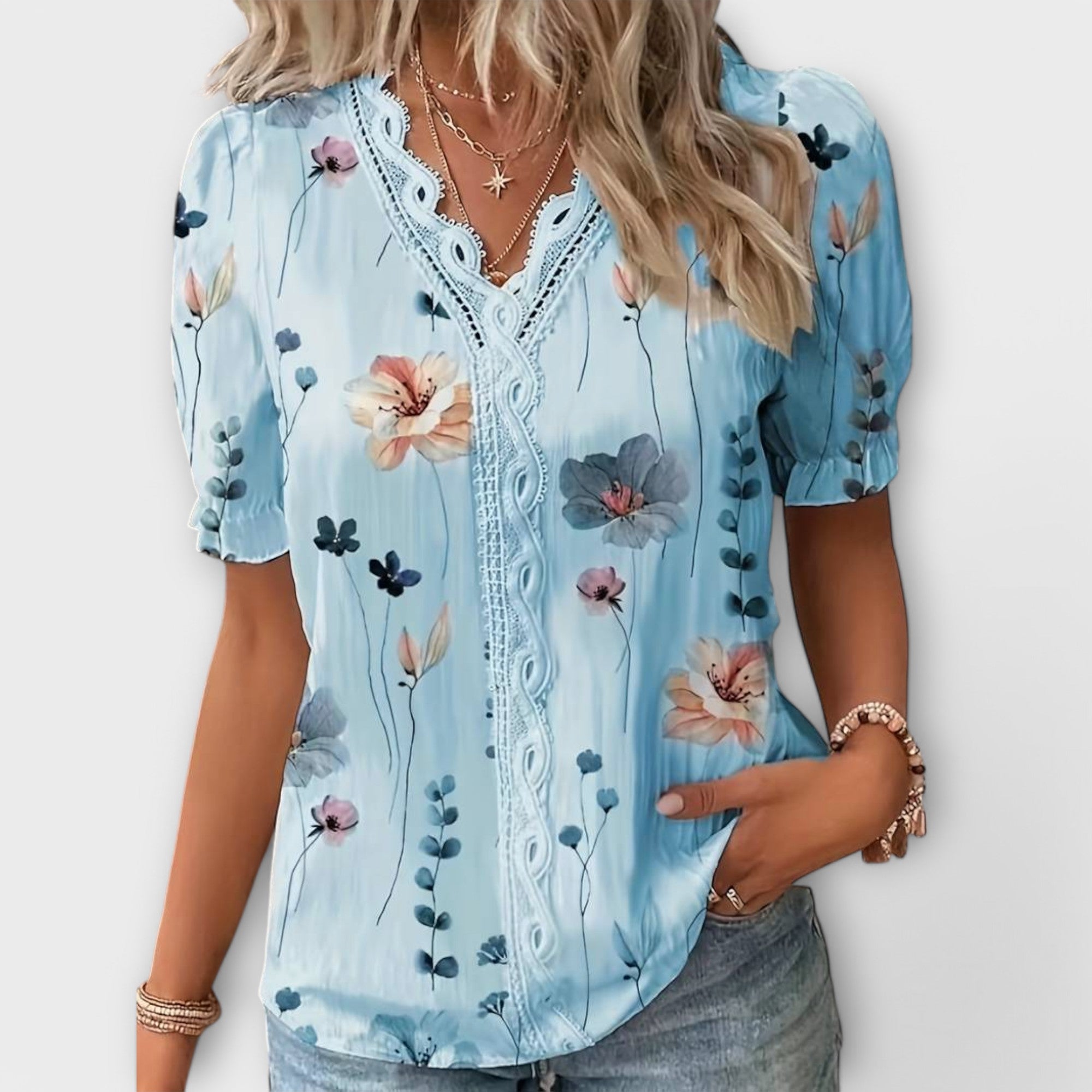 Emily - Blouse V-Cou à l'Élégance Intemporelle