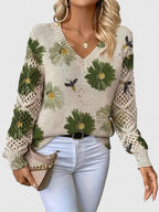 Aurélie | Pull en Tricot Floral Élégant