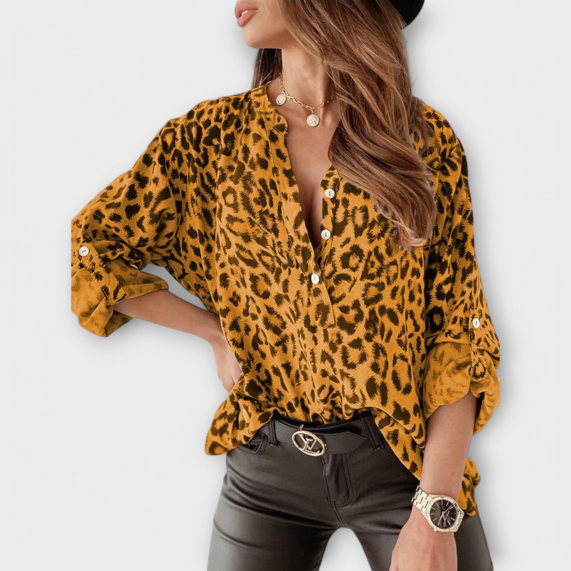 Blouse à la mode avec imprimé léopard