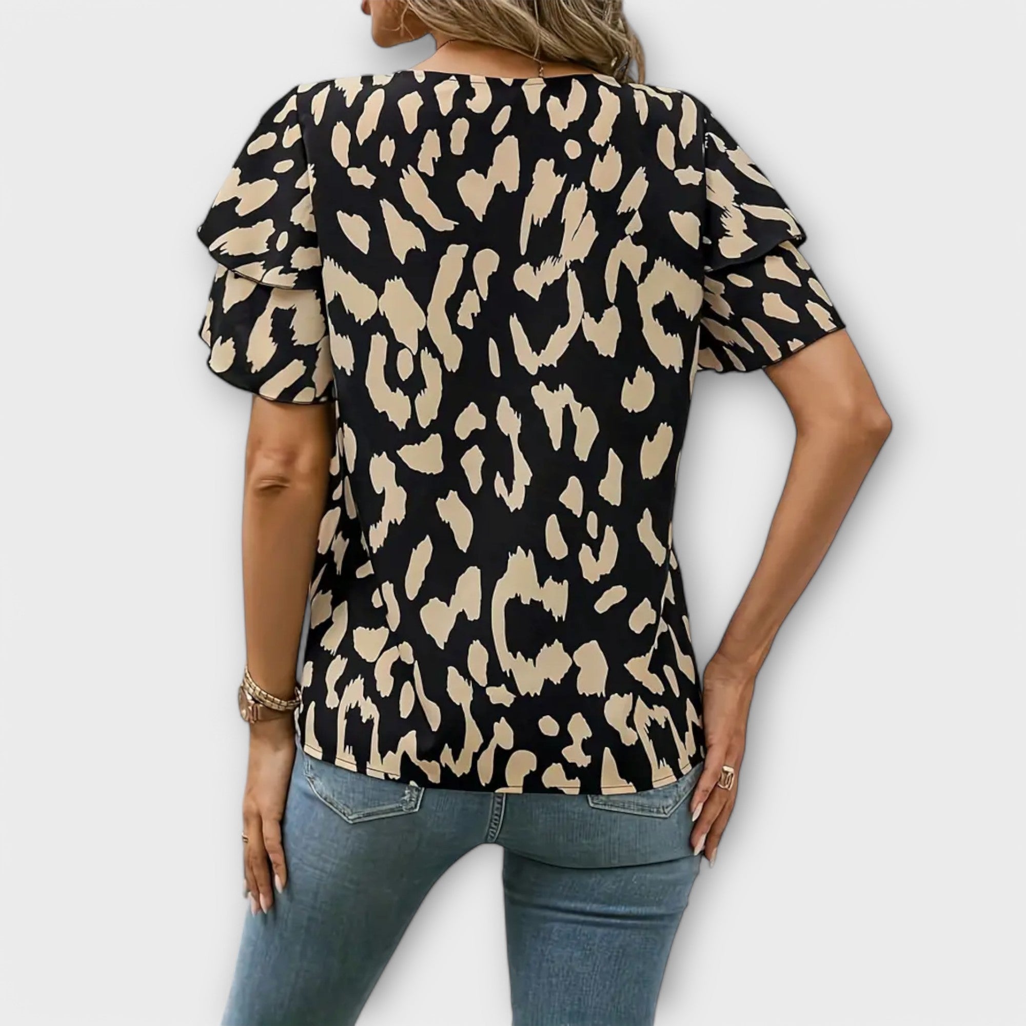 Lela - Blouse élégante avec manches léopard