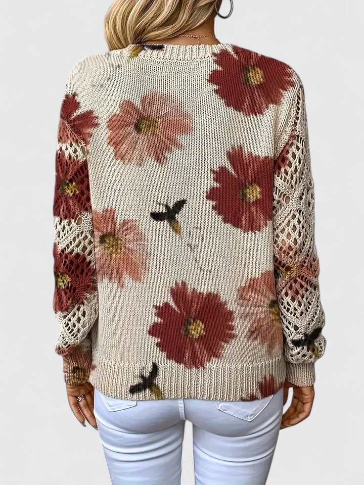Aurélie | Pull en Tricot Floral Élégant
