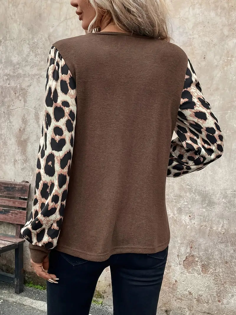 Aria | T-shirt à manches longues imprimé léopard