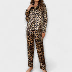 Ensemble de Pyjama en Satin Imprimé Léopard