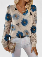 Aurélie | Pull en Tricot Floral Élégant