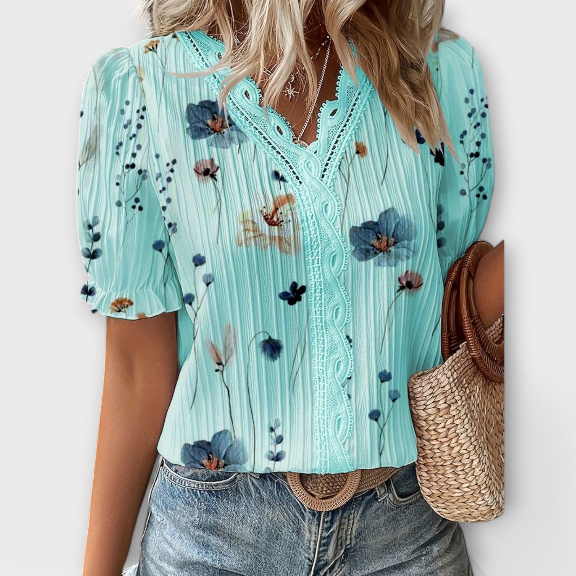 Emily - Blouse V-Cou à l'Élégance Intemporelle