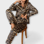 Ensemble de Pyjama en Satin Imprimé Léopard
