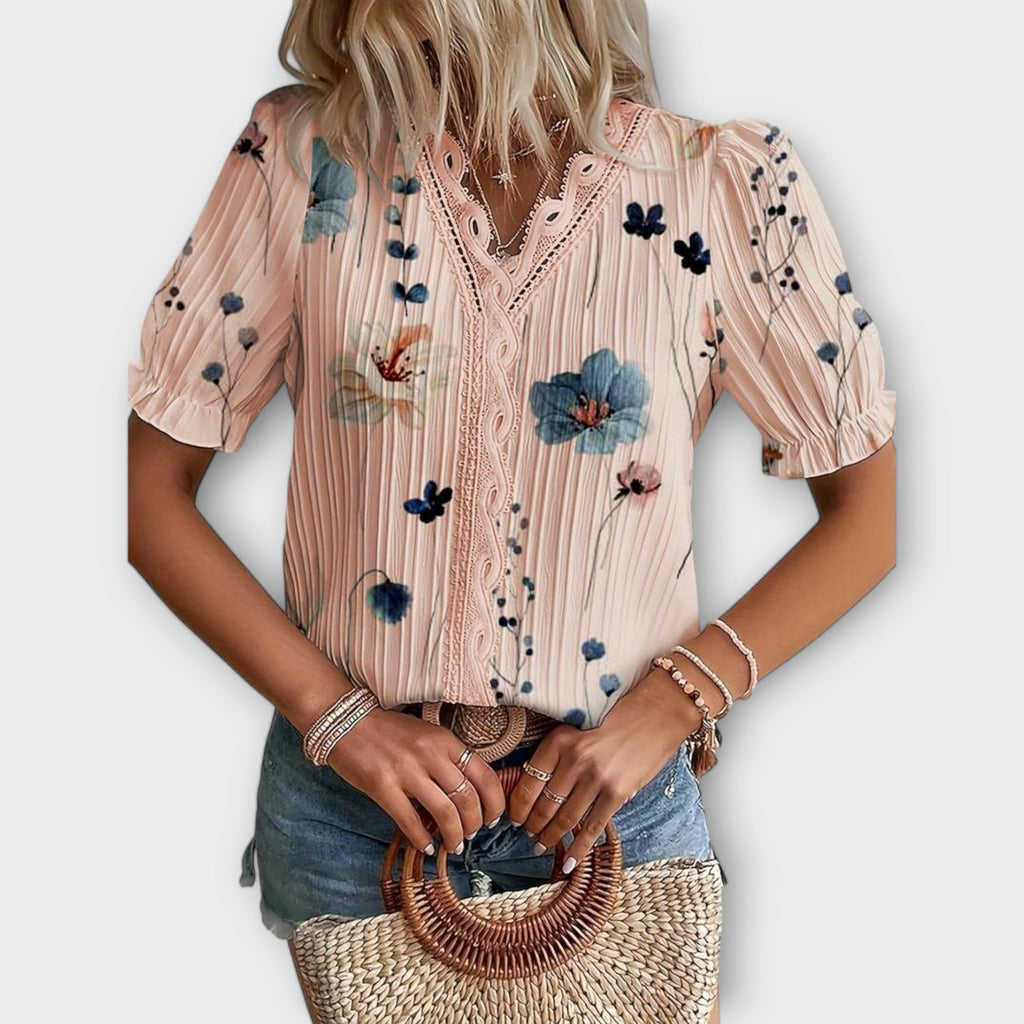 Emily - Blouse V-Cou à l'Élégance Intemporelle