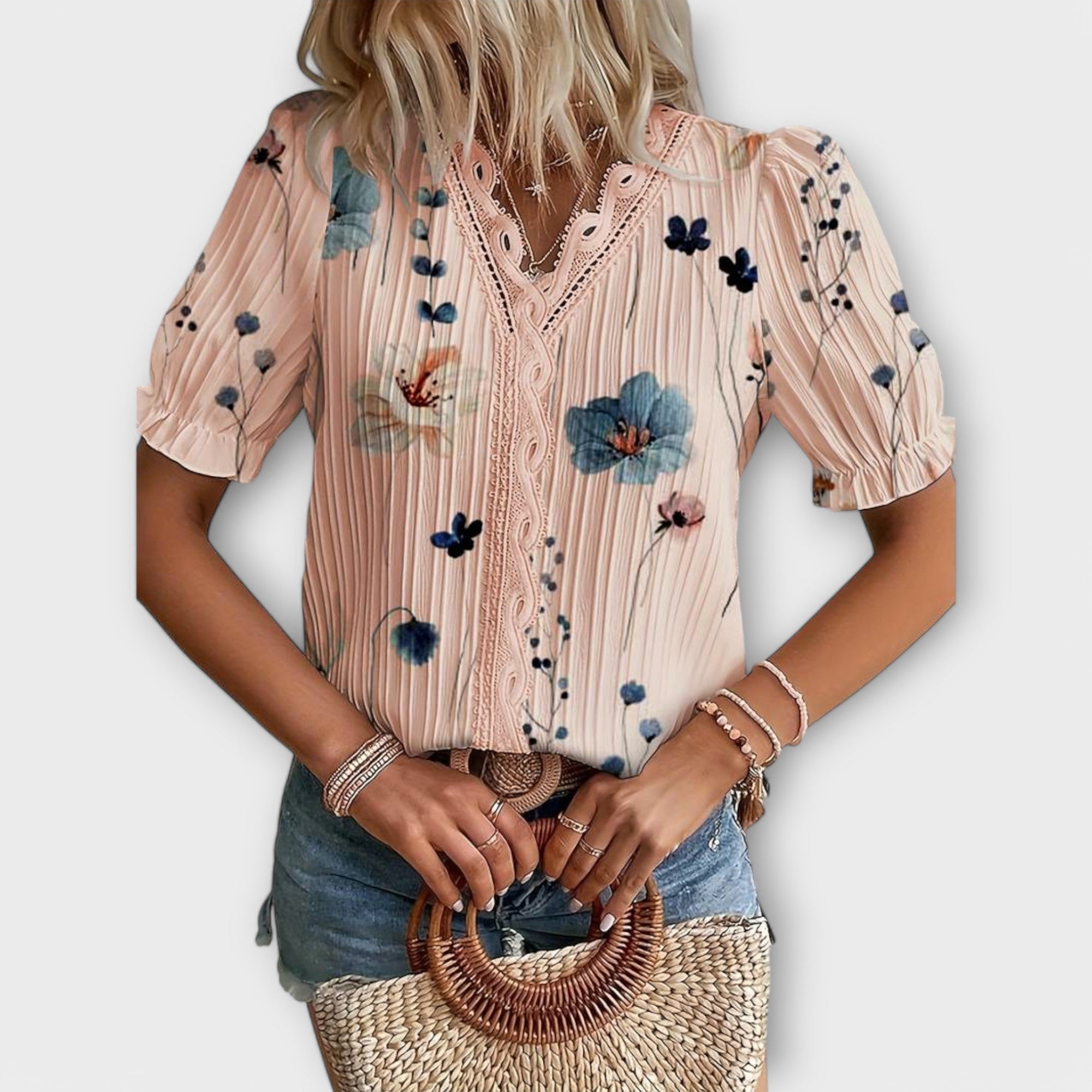 Emily - Blouse V-Cou à l'Élégance Intemporelle
