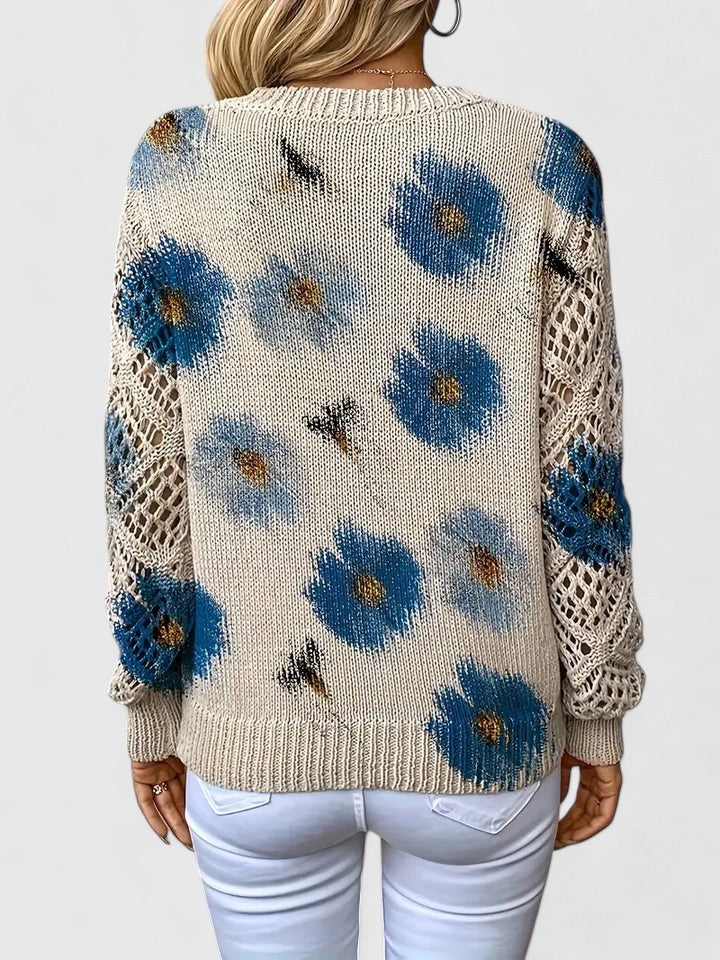 Aurélie | Pull en Tricot Floral Élégant