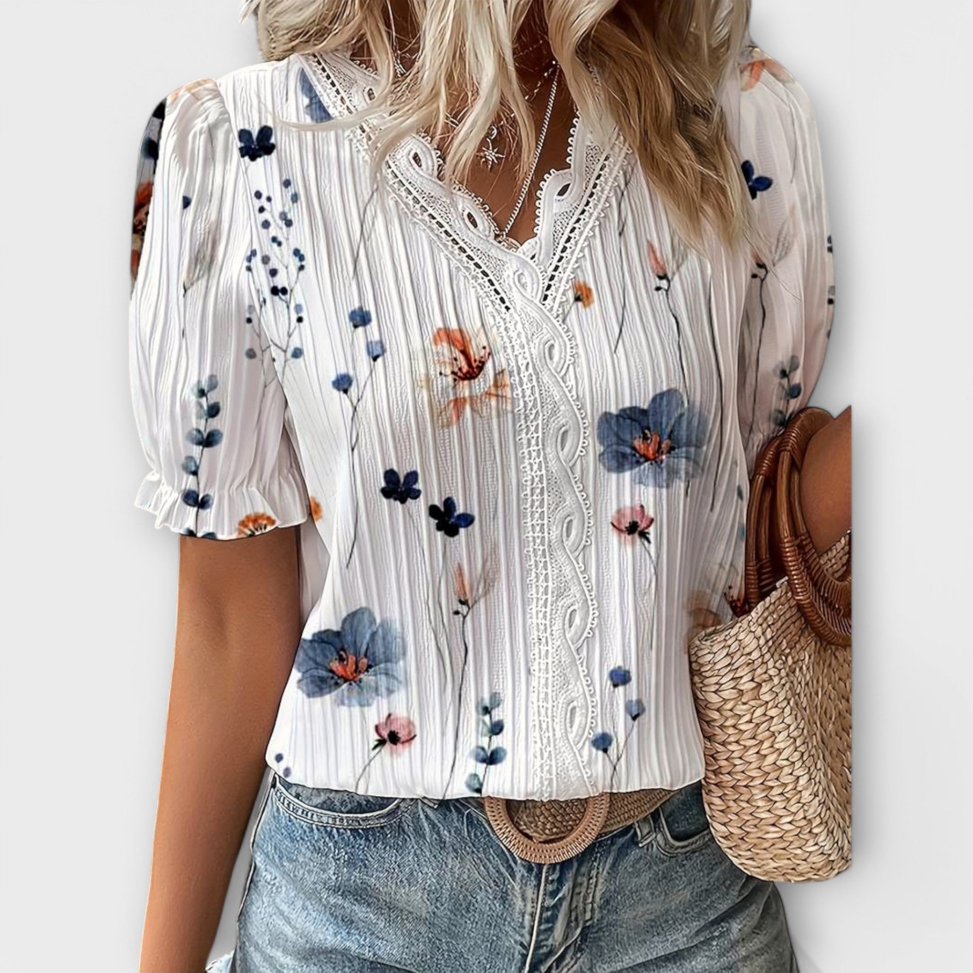 Emily - Blouse V-Cou à l'Élégance Intemporelle