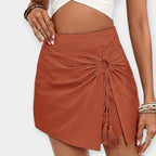 Jupe Courte Taille Haute avec Nœud