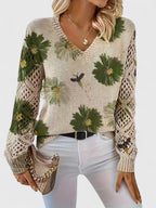 Aurélie | Pull en Tricot Floral Élégant