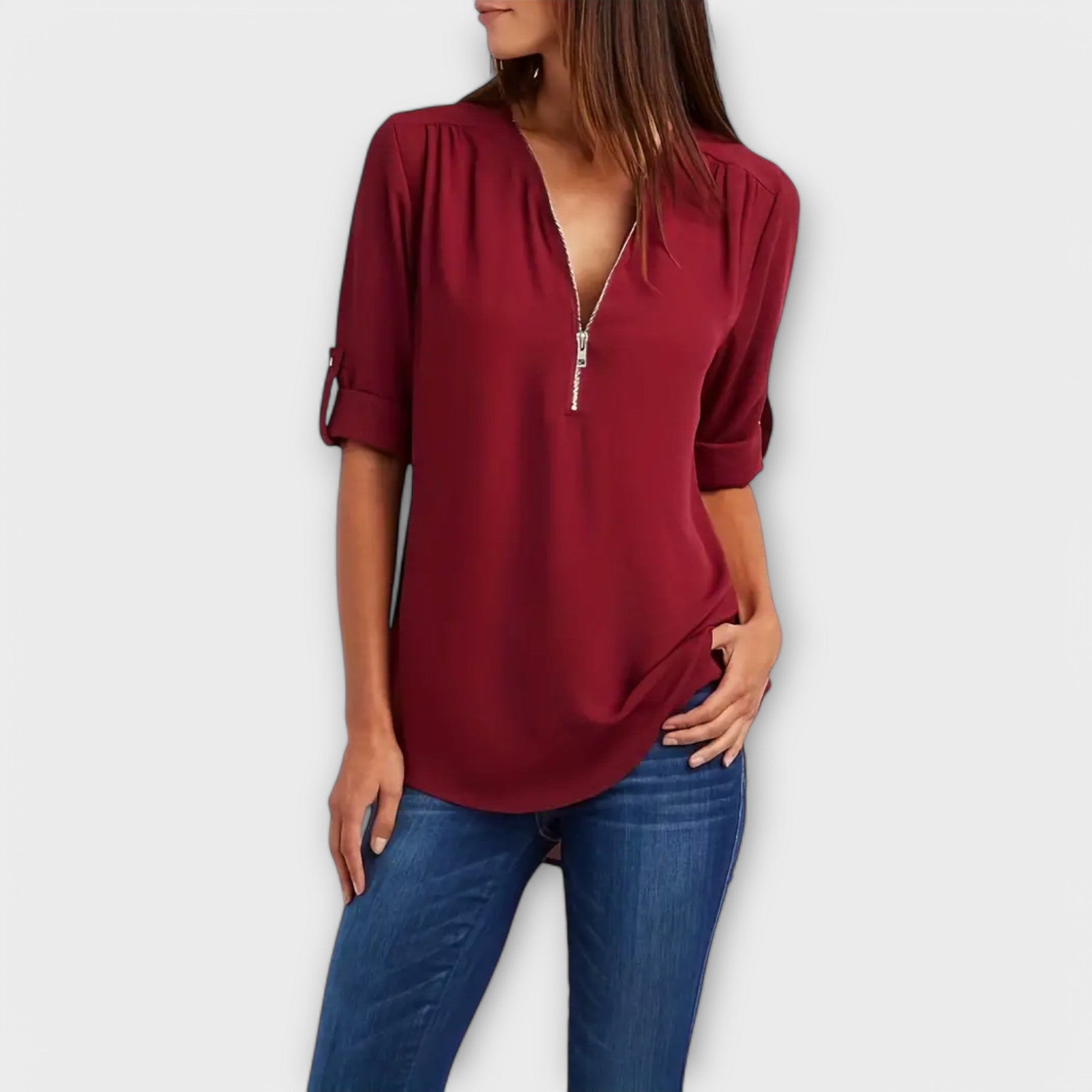 Olivia - Blouse décontractée avec décolleté en V